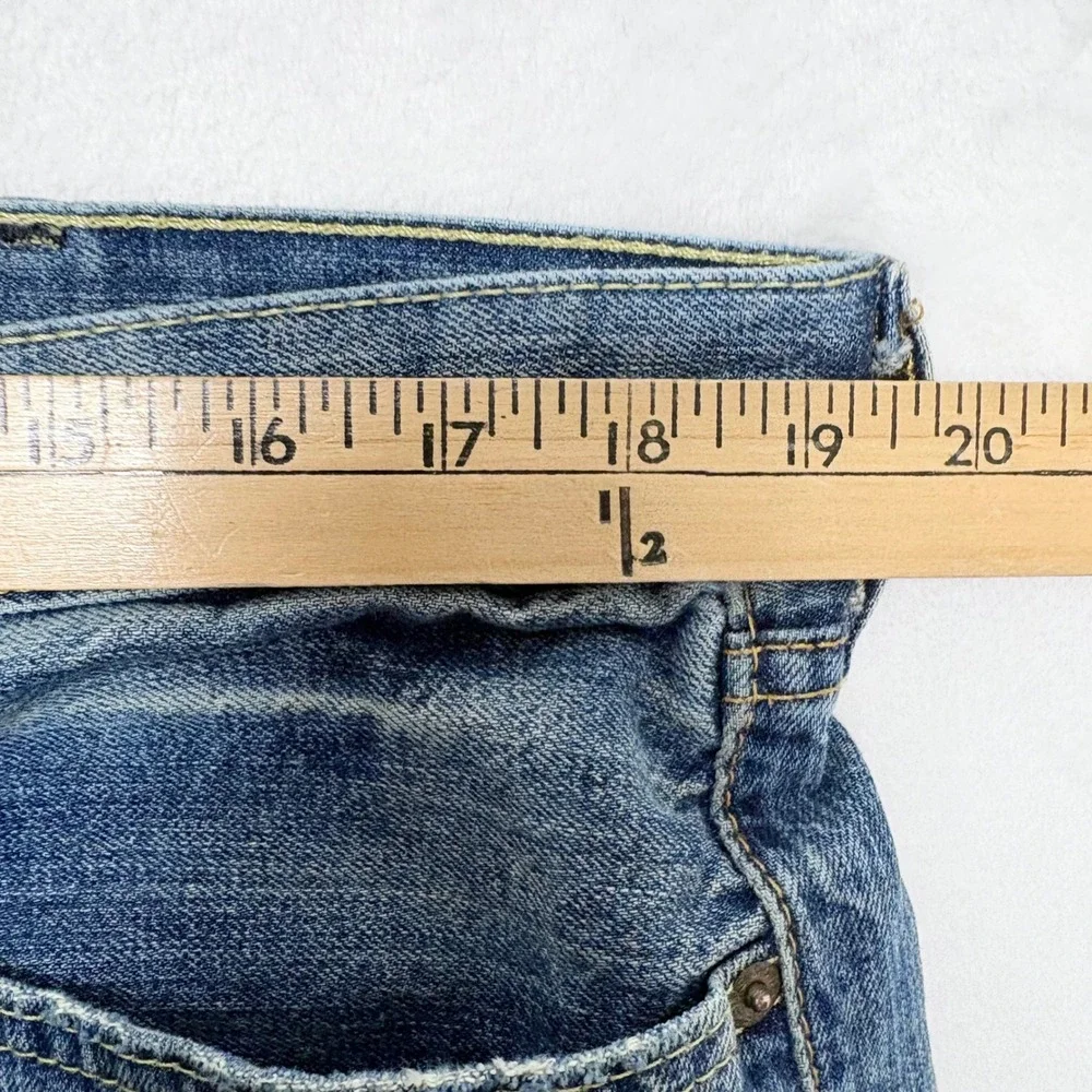 Levi's 522 Slim‎ Taper Distressed Jeans Men's 38x30 Blue Ripped Shredded Cotton